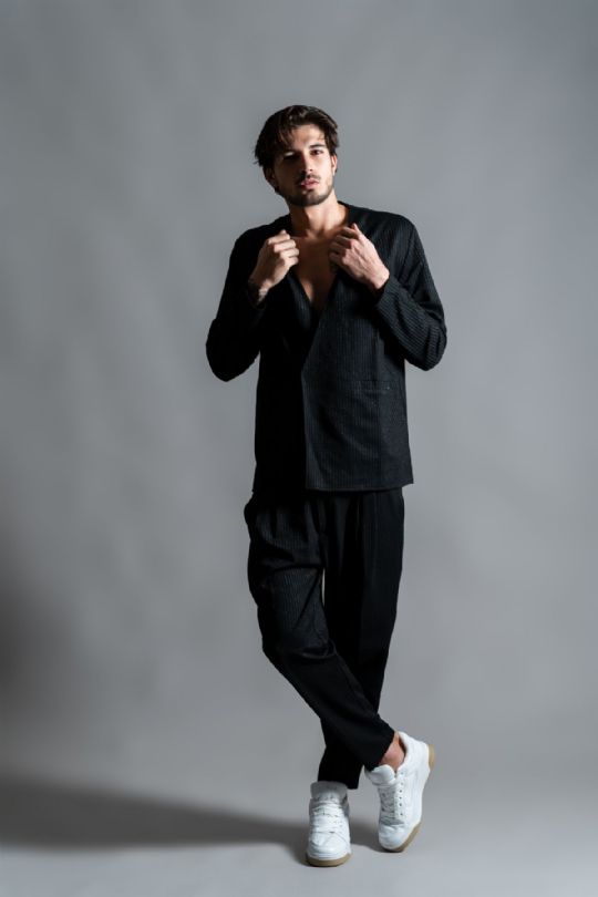 GIACCA KIMONO GESSATO NERO