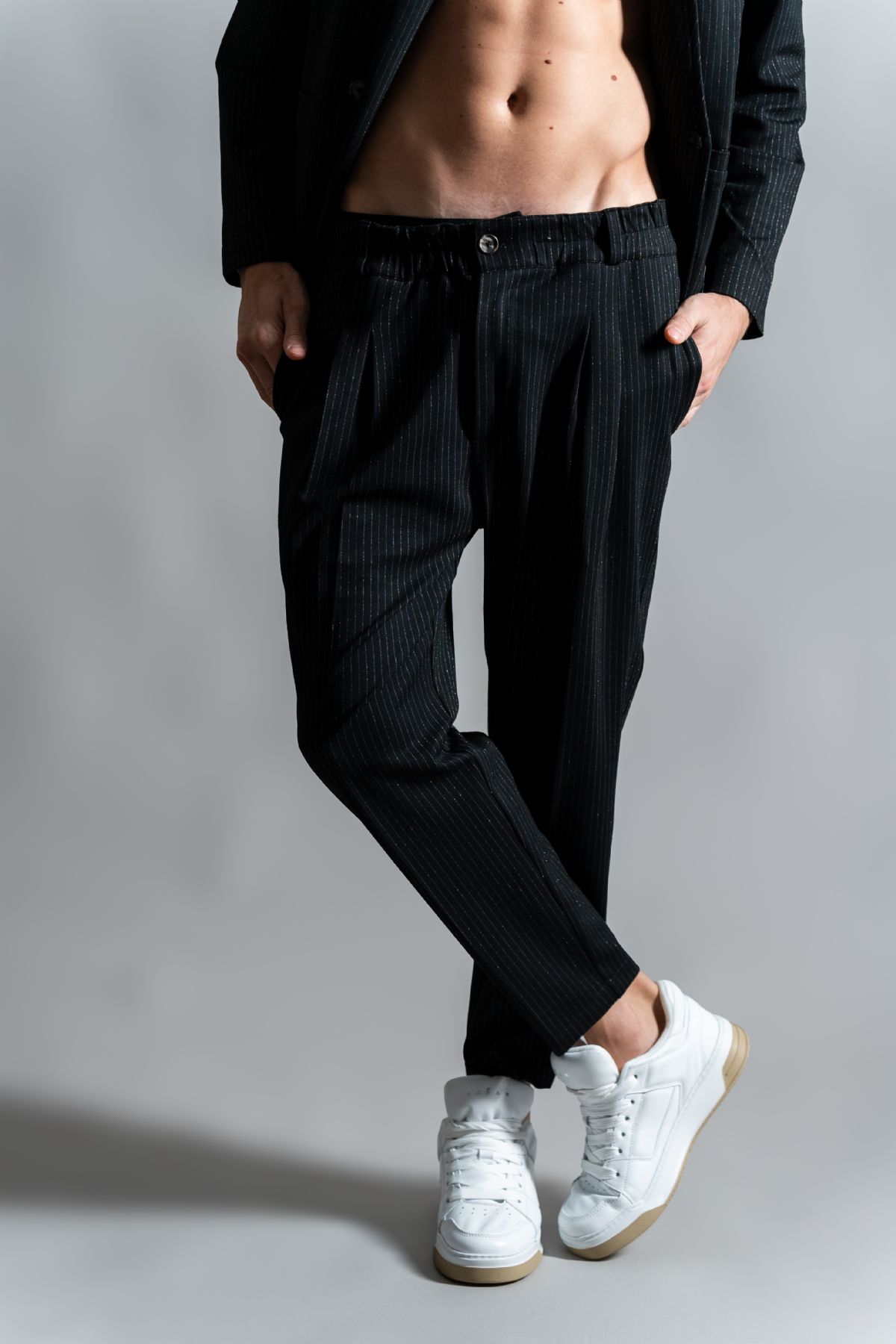 PANTALONE PIEGHE GESSATO