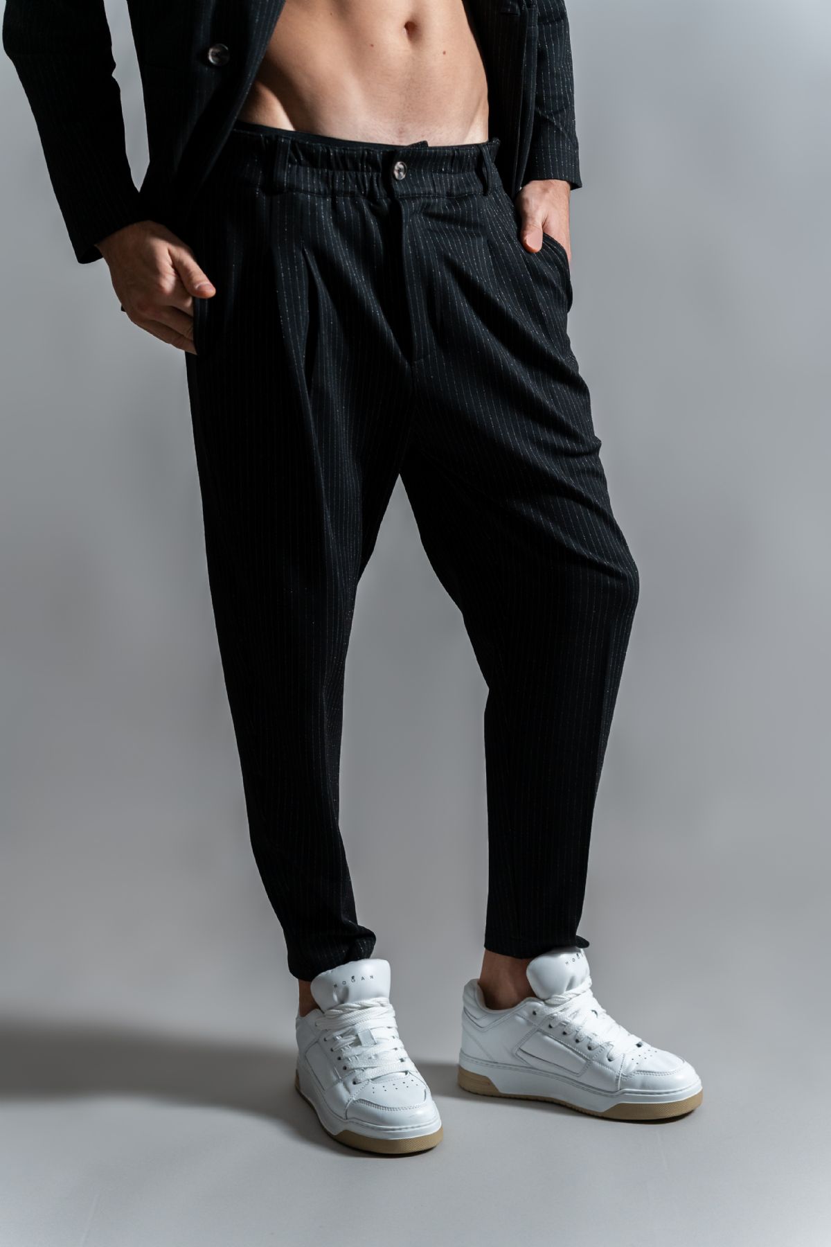 PANTALONE PIEGHE GESSATO